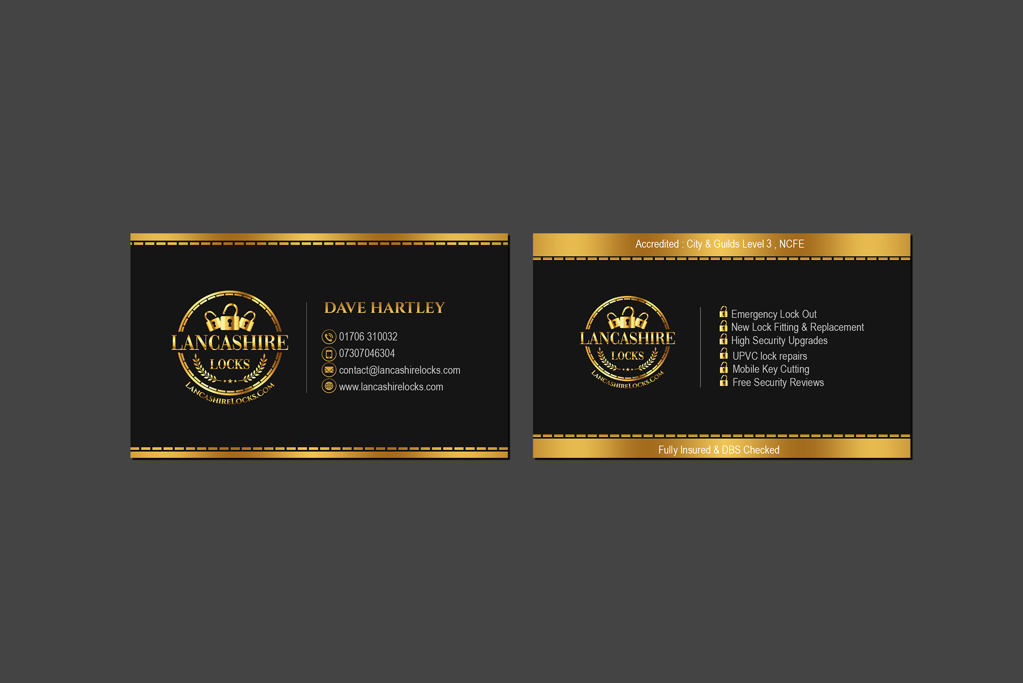 Business Card Design by Creations Box 2015 for CDM Residential Ltd t/a Lancashire Locks | Design #26383789