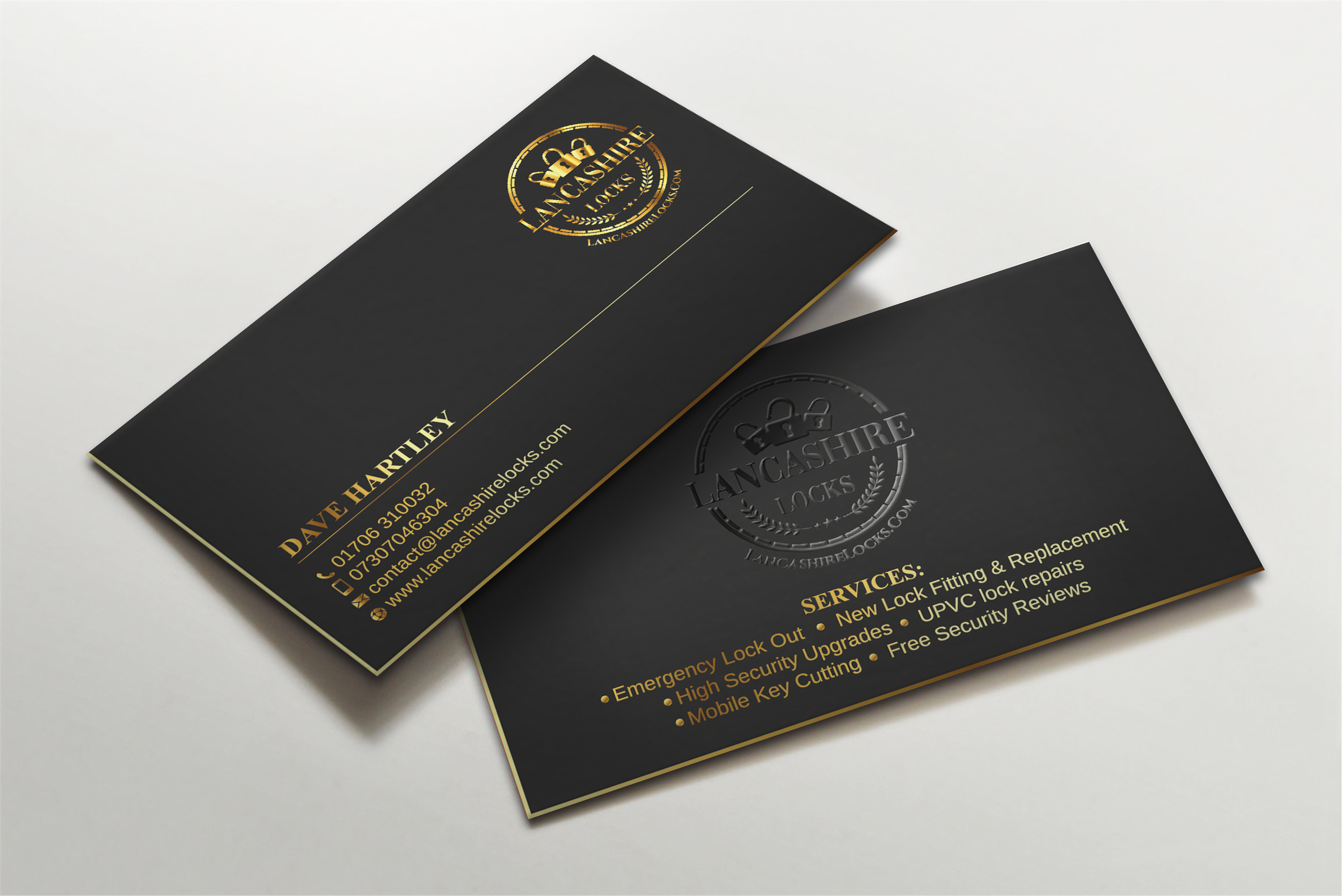 Business Card Design by LAXMI DESIGNHUB for CDM Residential Ltd t/a Lancashire Locks | Design #26378480