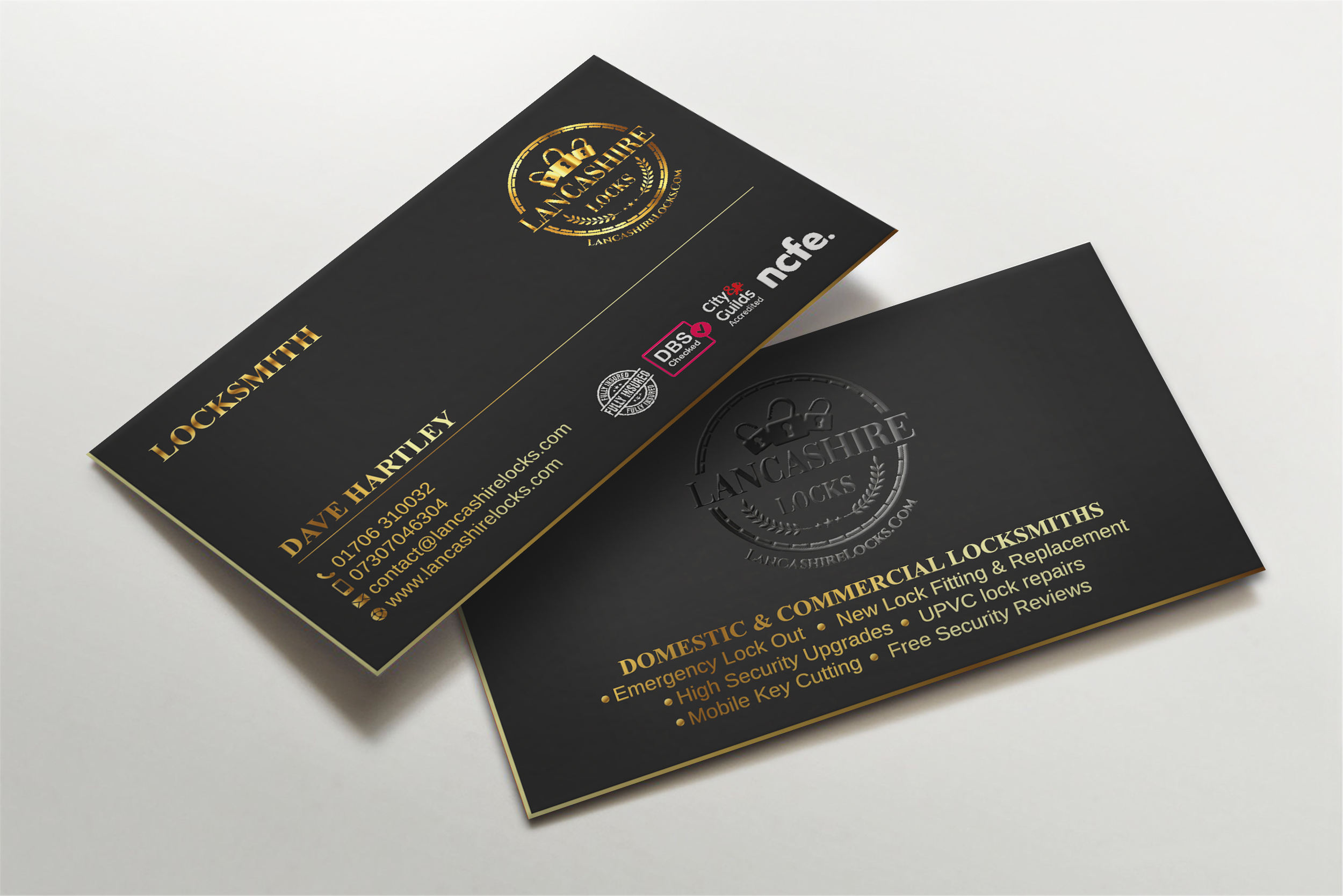 Business Card Design by LAXMI DESIGNHUB for CDM Residential Ltd t/a Lancashire Locks | Design #26383462
