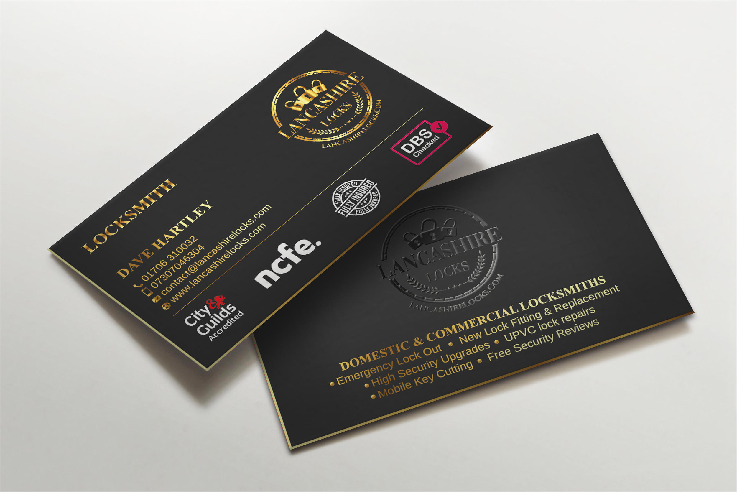 Business Card Design by LAXMI DESIGNHUB for CDM Residential Ltd t/a Lancashire Locks | Design #26383464