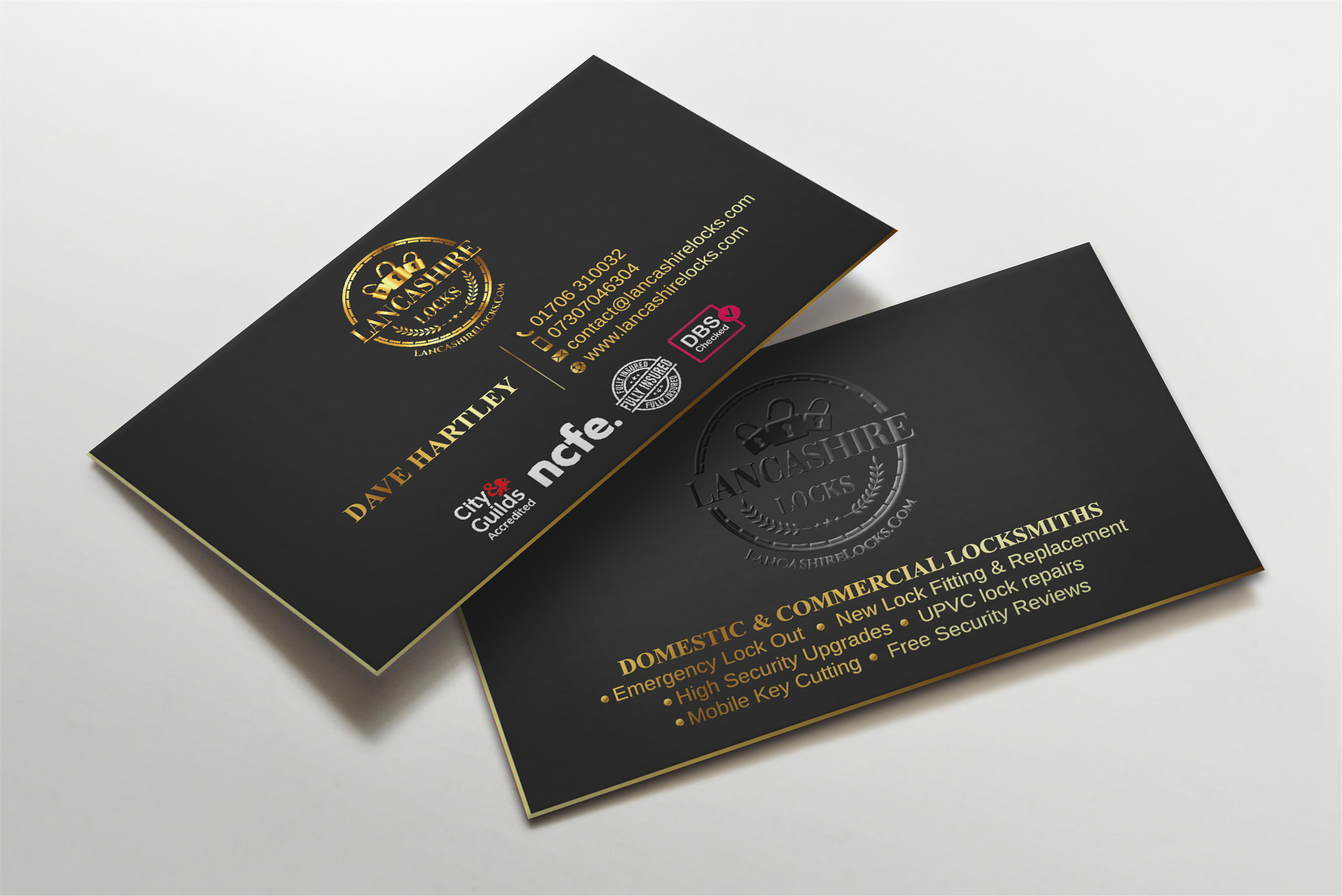 Business Card Design by LAXMI DESIGNHUB for CDM Residential Ltd t/a Lancashire Locks | Design #26383465