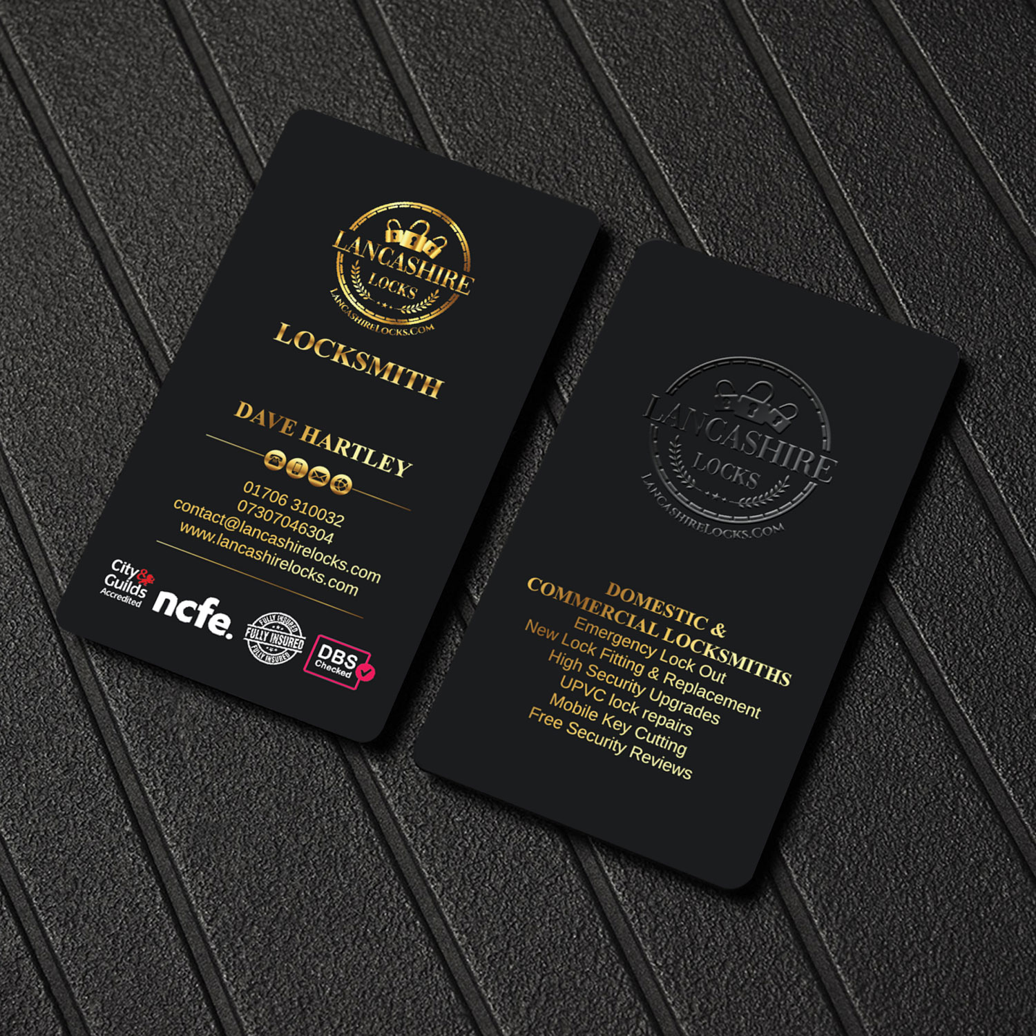 Business Card Design by LAXMI DESIGNHUB for CDM Residential Ltd t/a Lancashire Locks | Design #26383517
