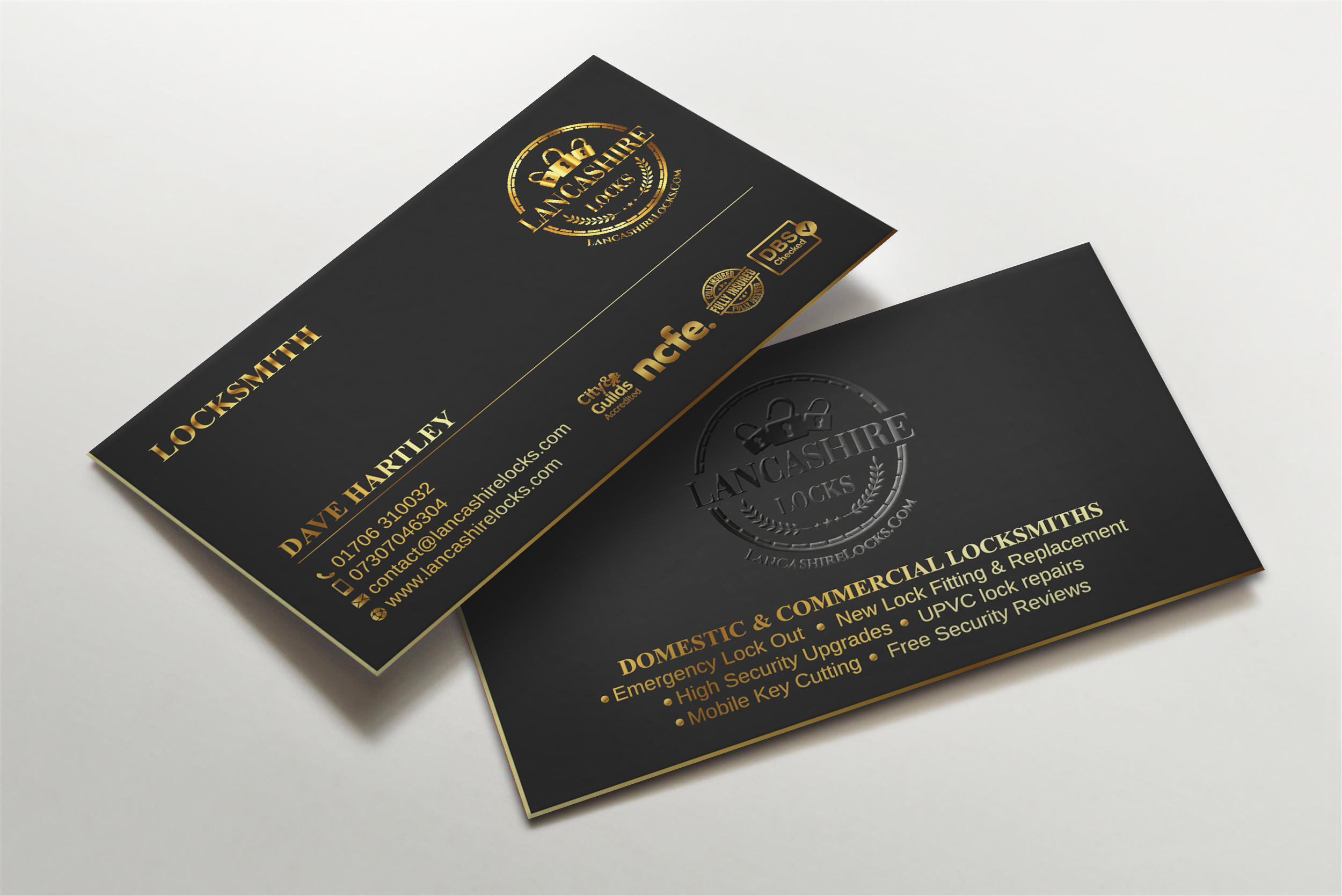 Business Card Design by LAXMI DESIGNHUB for CDM Residential Ltd t/a Lancashire Locks | Design #26389014