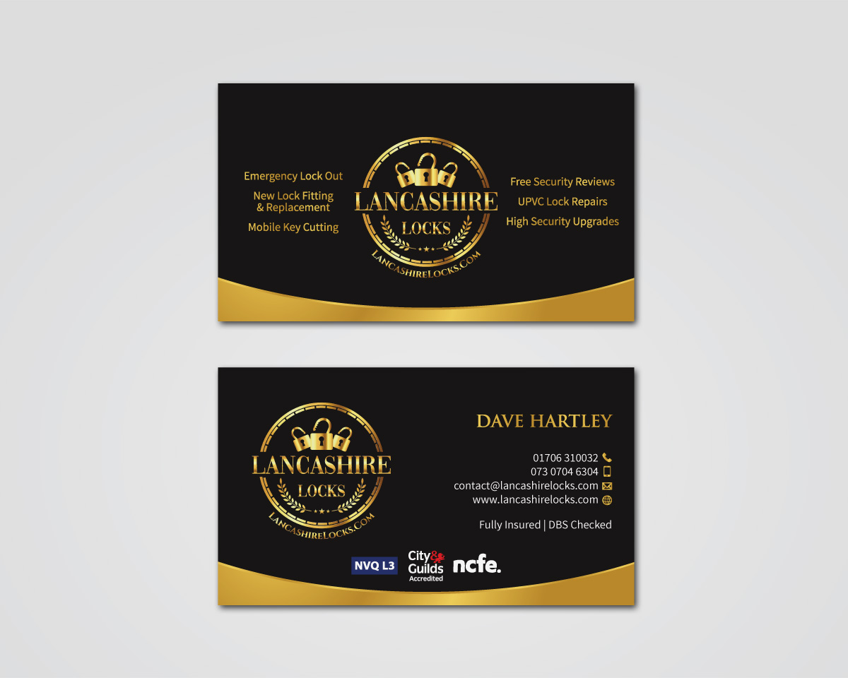 Business Card Design by MDesign for CDM Residential Ltd t/a Lancashire Locks | Design #26377963