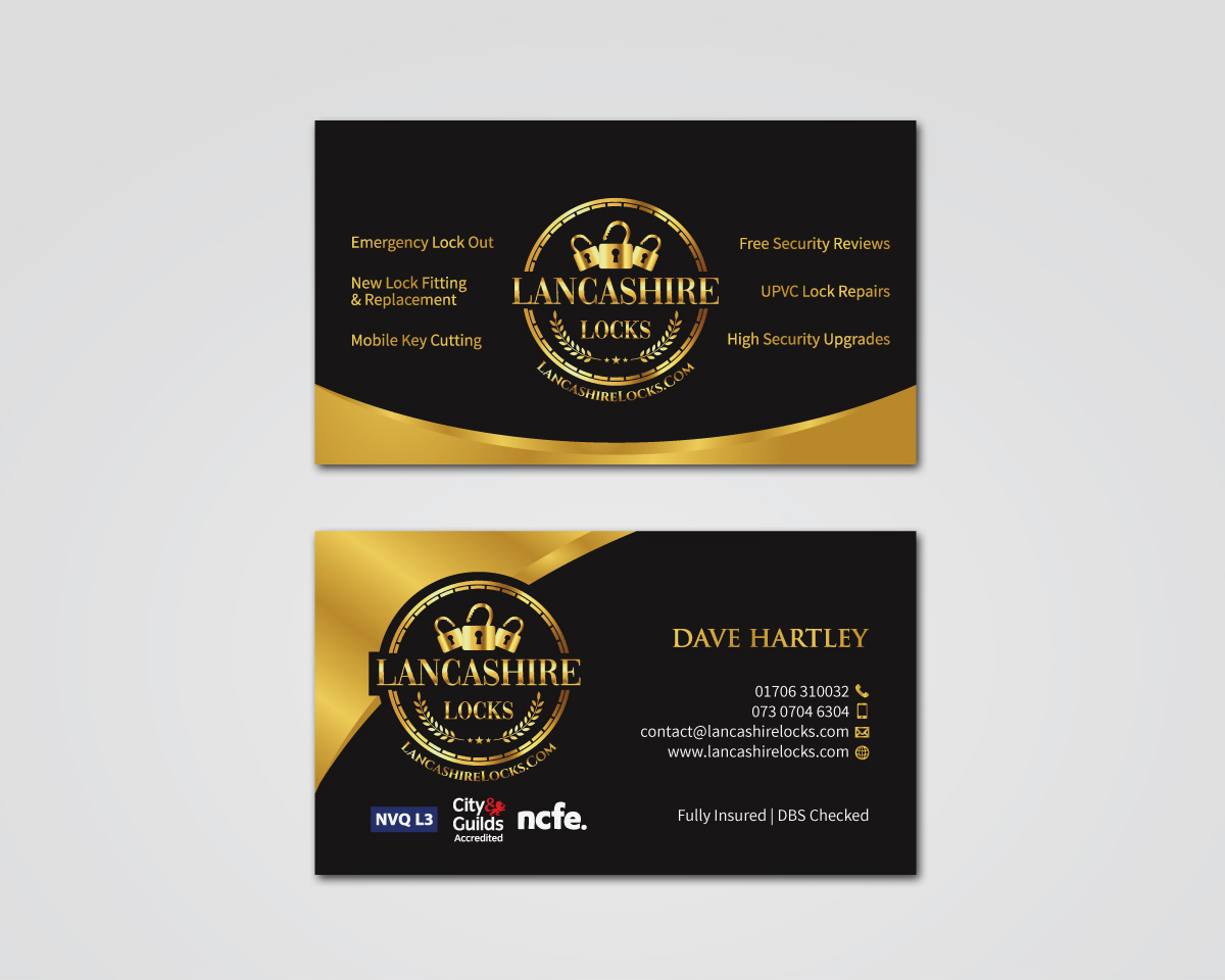 Business Card Design by MDesign for CDM Residential Ltd t/a Lancashire Locks | Design #26377965