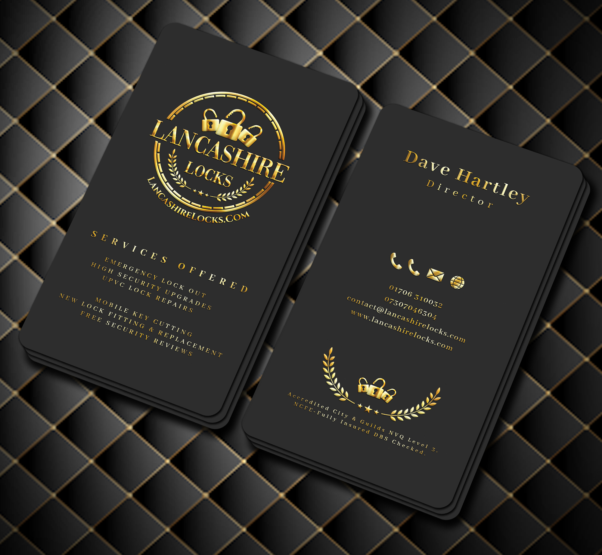 Business Card Design by MAHESH101 for CDM Residential Ltd t/a Lancashire Locks | Design #26381221