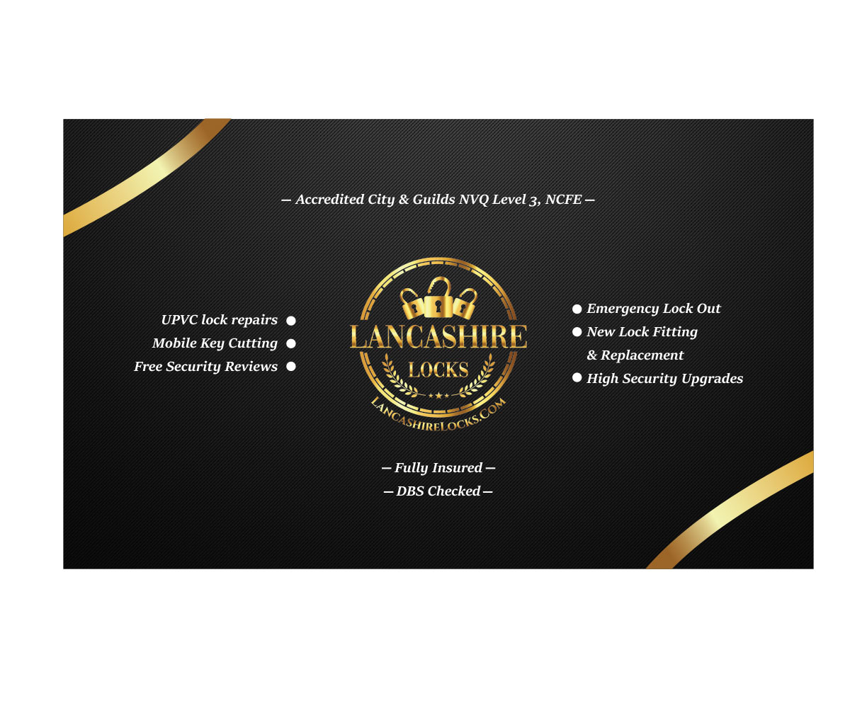 Business Card Design by EvoMedia for CDM Residential Ltd t/a Lancashire Locks | Design #26379674