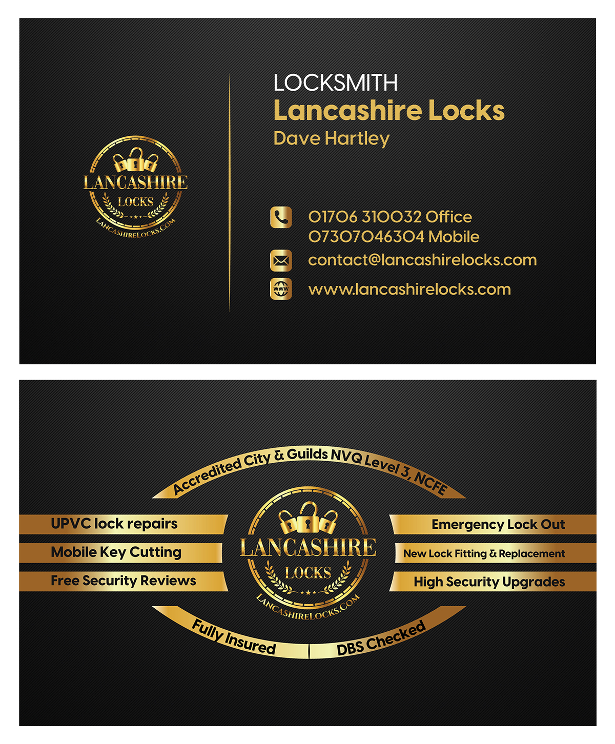 Business Card Design by EvoMedia for CDM Residential Ltd t/a Lancashire Locks | Design #26382425