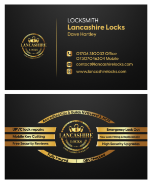 Business Card Design by EvoMedia for CDM Residential Ltd t/a Lancashire Locks | Design: #26382425