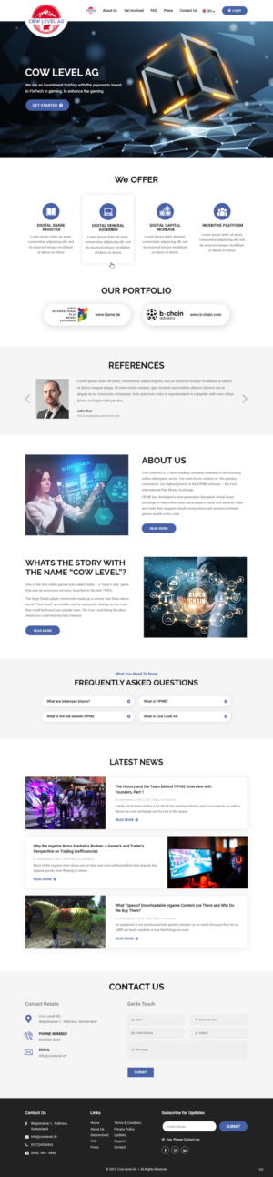 Web Design par pb pour Cow Level AG | Design : #26380437