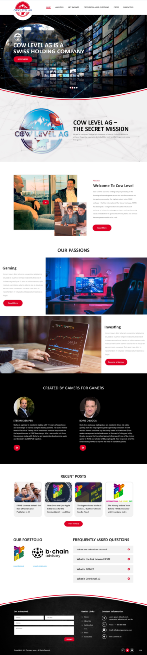 Web Design par pb pour Cow Level AG | Design : #26391917