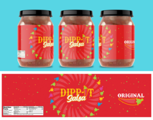 Dipp-it salsa label for 16oz jar | Design Étiquette par adjeiiBlack