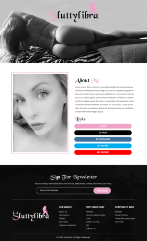 Sluttylibra.com adult webpage with links to various sites she is on. | Web-Design von Titan Eagle