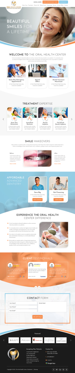 Dental website design - theoralhealthcenter.com | Web Design by Starlyn DS