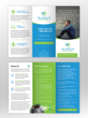 Auxilium Support Coordination trifold brochure | Brochure Design by sun_design
