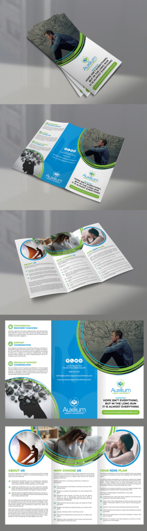 Auxilium Support Coordination trifold brochure | Brochure Design by BLUE WINGS