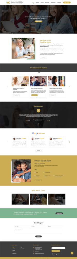 Aligned Heart & Mind. Tagline: Holistic Transformational Coaching | Diseño Web por Ved Web Services