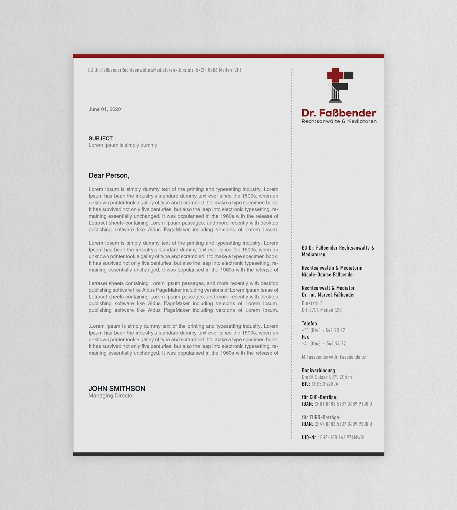 Design En-Tête par WebixBD pour Dr. Fassbender Rechtsanwaelte & Mediatoren | Design #26412348