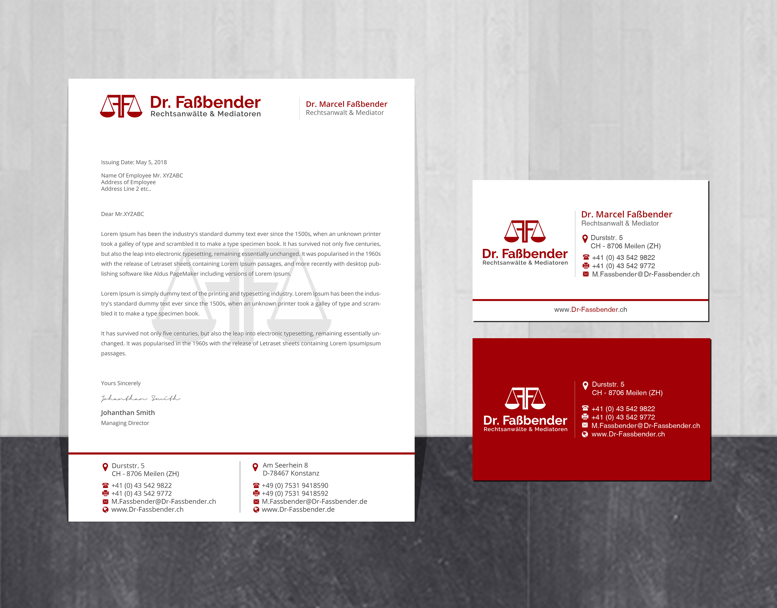 Briefkopf-Design von Creations Box 2015 für Dr. Fassbender Rechtsanwaelte & Mediatoren | Design #26417151