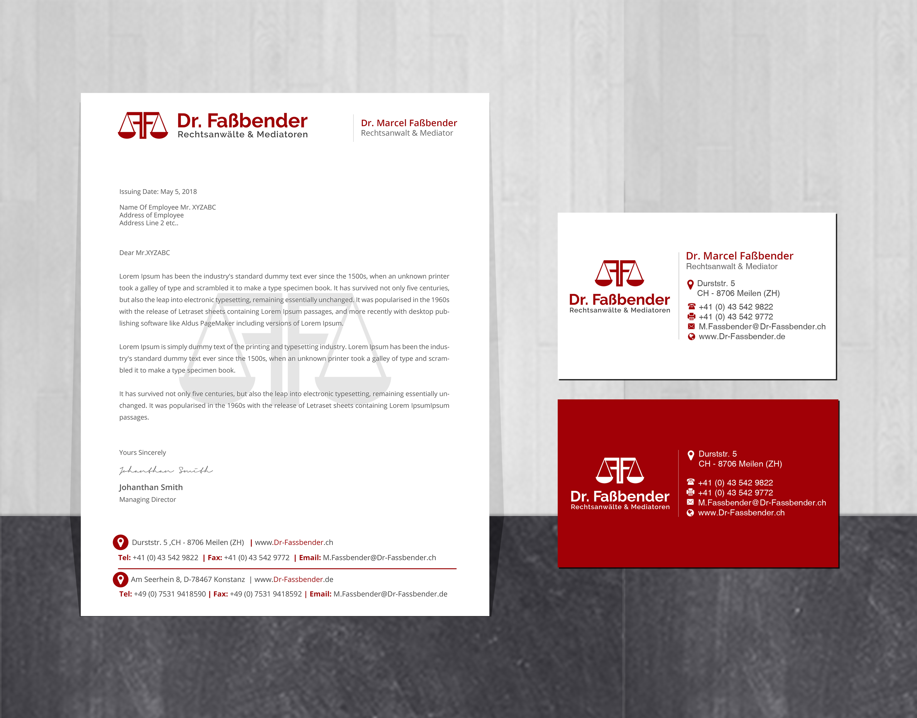 Briefkopf-Design von Creations Box 2015 für Dr. Fassbender Rechtsanwaelte & Mediatoren | Design #26417596