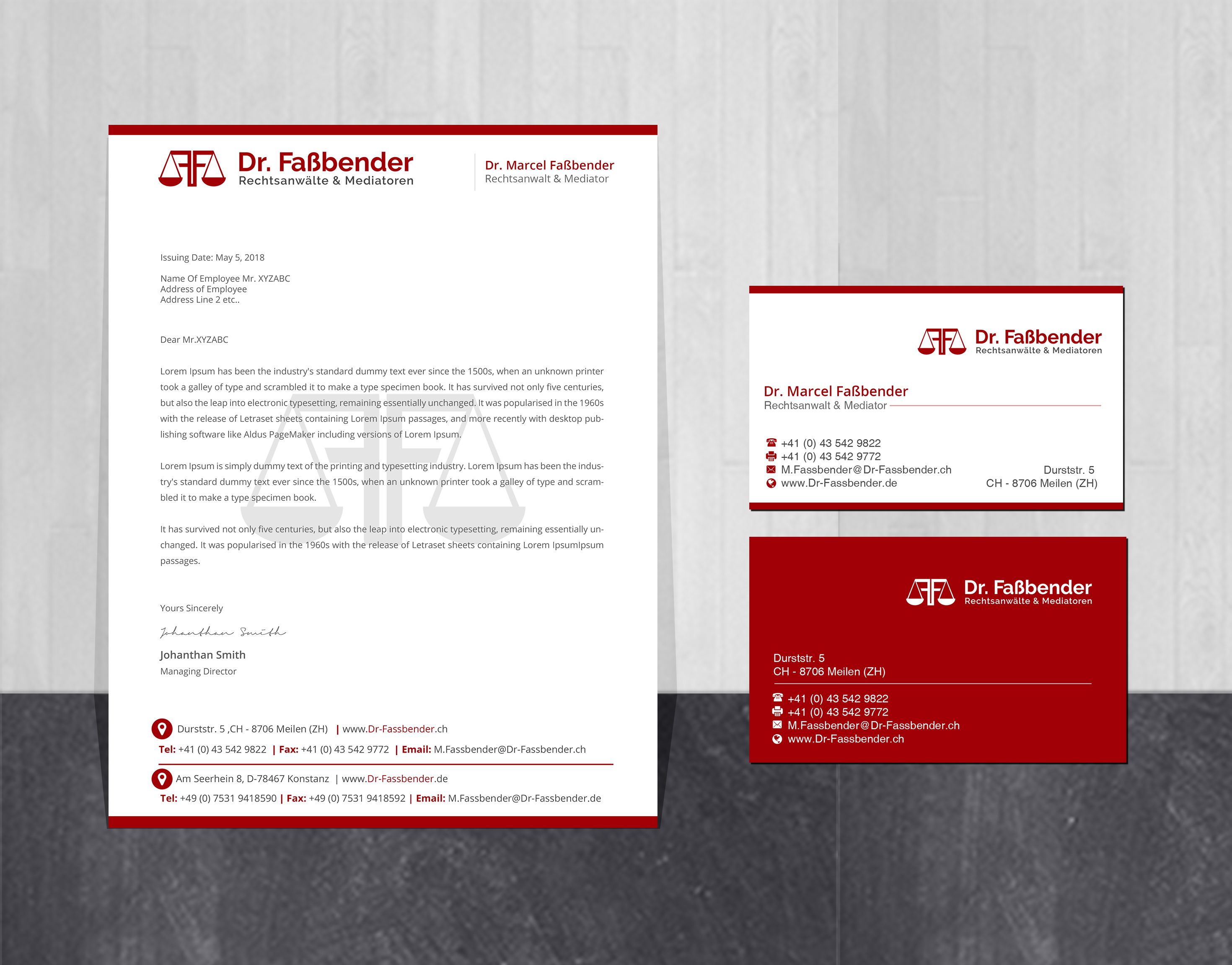 Briefkopf-Design von Creations Box 2015 für Dr. Fassbender Rechtsanwaelte & Mediatoren | Design #26417598