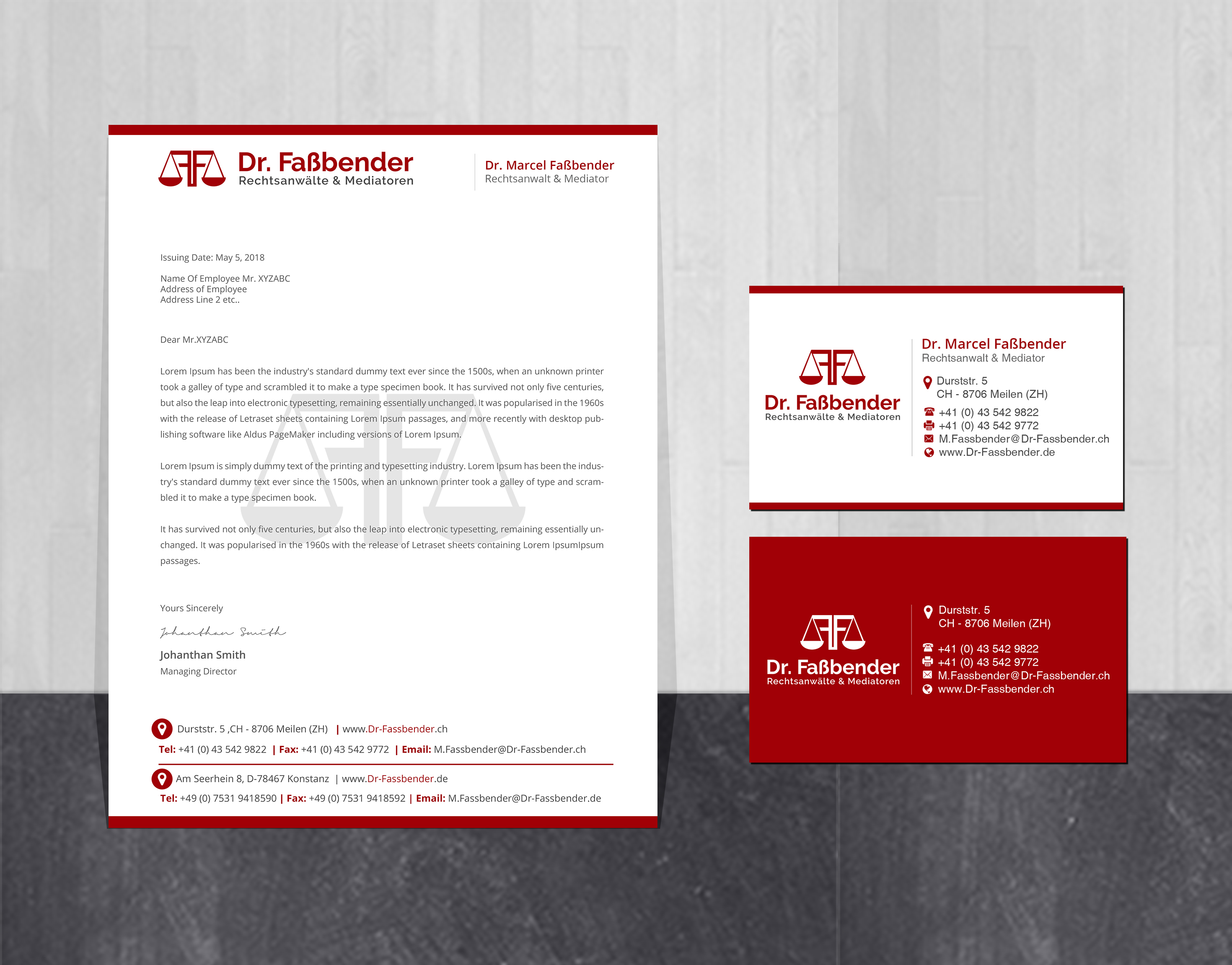 Letterhead Design by Creations Box 2015 for Dr. Fassbender Rechtsanwaelte & Mediatoren | Design #26417604