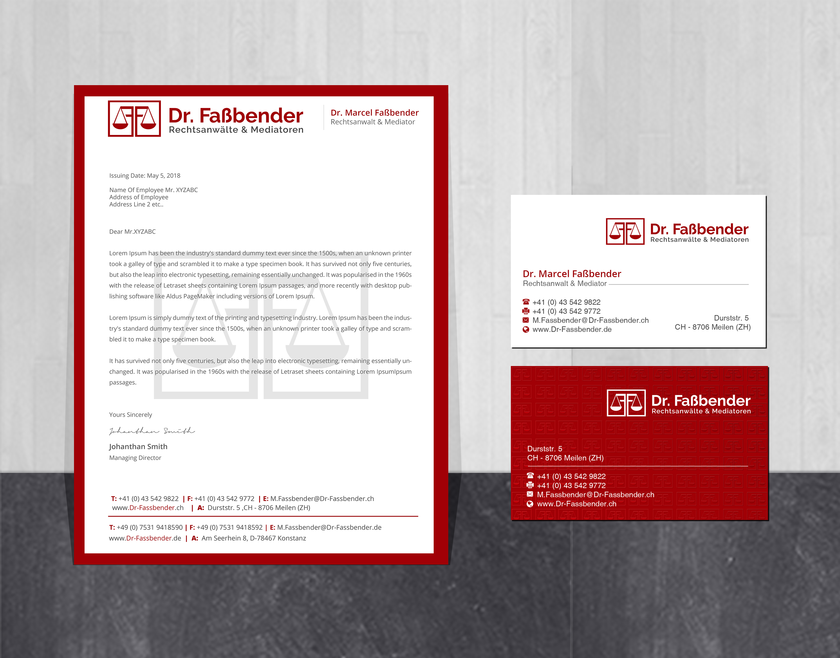 Briefkopf-Design von Creations Box 2015 für Dr. Fassbender Rechtsanwaelte & Mediatoren | Design #26419310