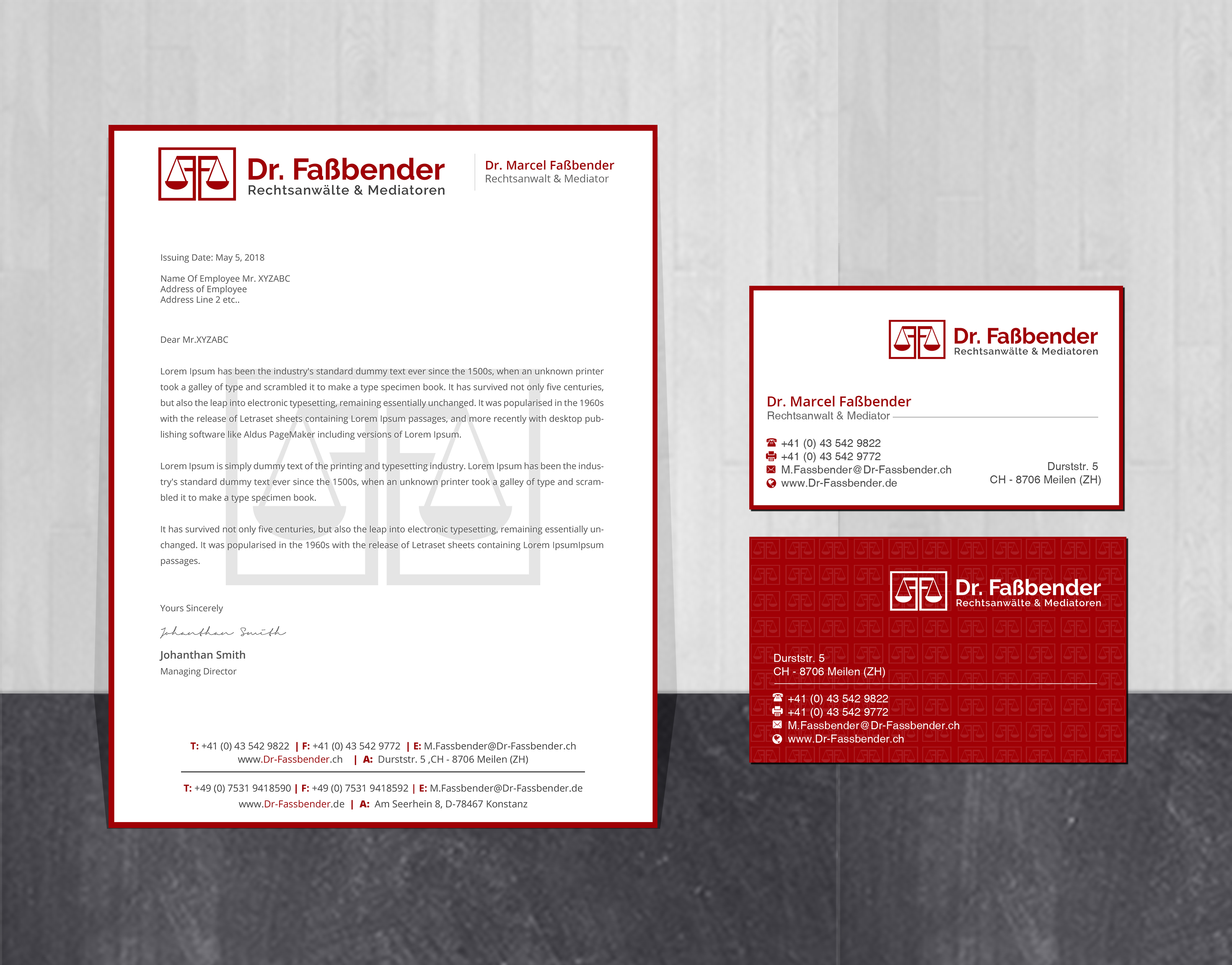 Briefkopf-Design von Creations Box 2015 für Dr. Fassbender Rechtsanwaelte & Mediatoren | Design #26419311