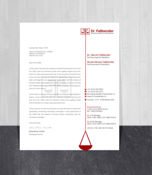 Letterhead Design by Creations Box 2015 for Dr. Fassbender Rechtsanwaelte & Mediatoren | Design: #26422851