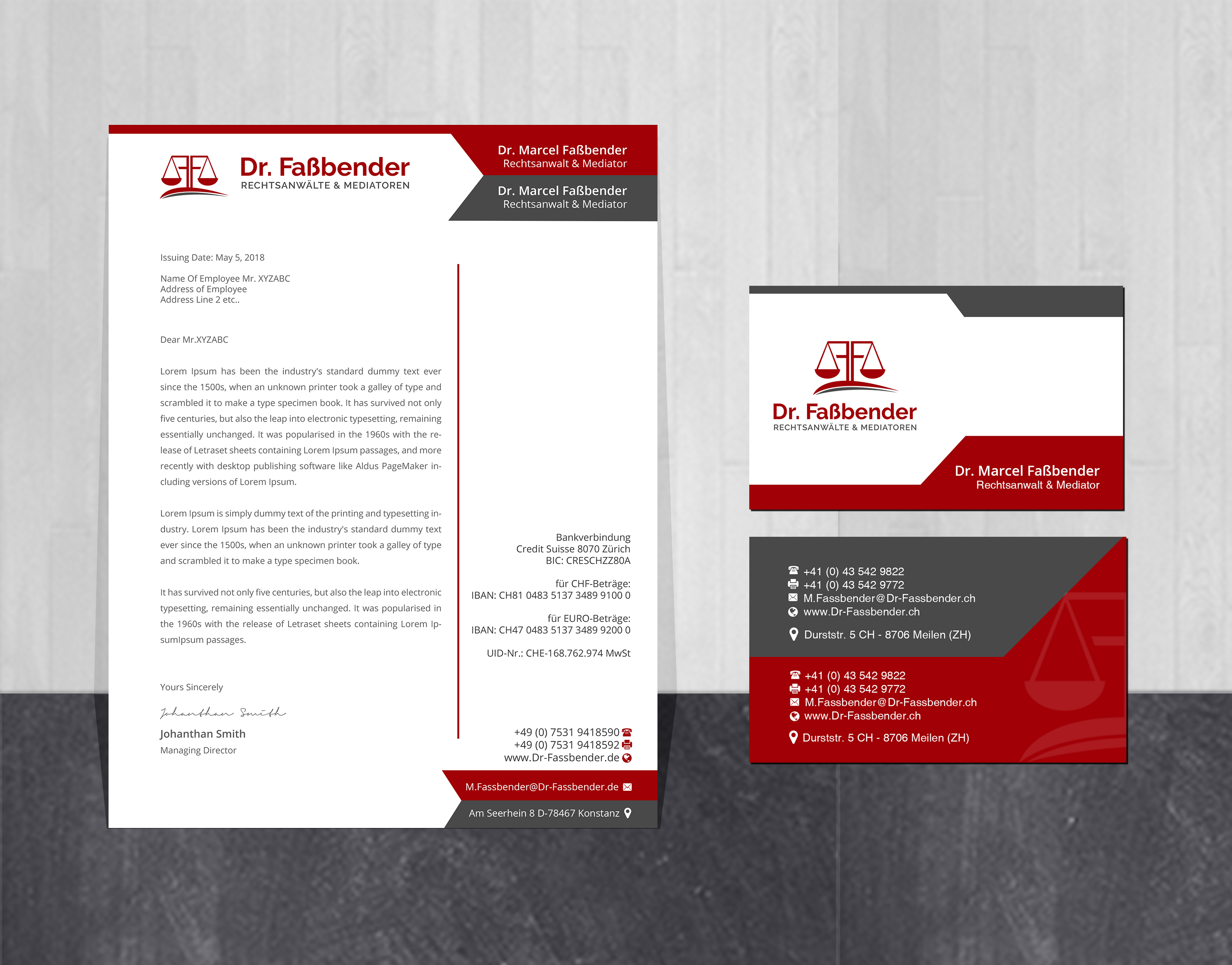 Letterhead Design by Creations Box 2015 for Dr. Fassbender Rechtsanwaelte & Mediatoren | Design #26423168