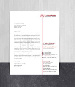 Letterhead Design by Creations Box 2015 for Dr. Fassbender Rechtsanwaelte & Mediatoren | Design: #26428799