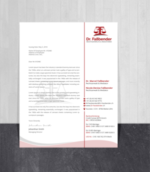 Letterhead Design by Creations Box 2015 for Dr. Fassbender Rechtsanwaelte & Mediatoren | Design: #26428800