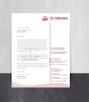 Letterhead Design by Creations Box 2015 for Dr. Fassbender Rechtsanwaelte & Mediatoren | Design: #26428802