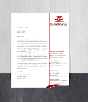 Letterhead Design by Creations Box 2015 for Dr. Fassbender Rechtsanwaelte & Mediatoren | Design: #26428874