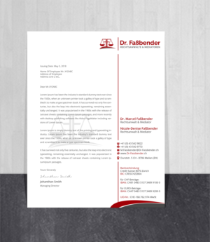 Letterhead Design by Creations Box 2015 for Dr. Fassbender Rechtsanwaelte & Mediatoren | Design: #26428884