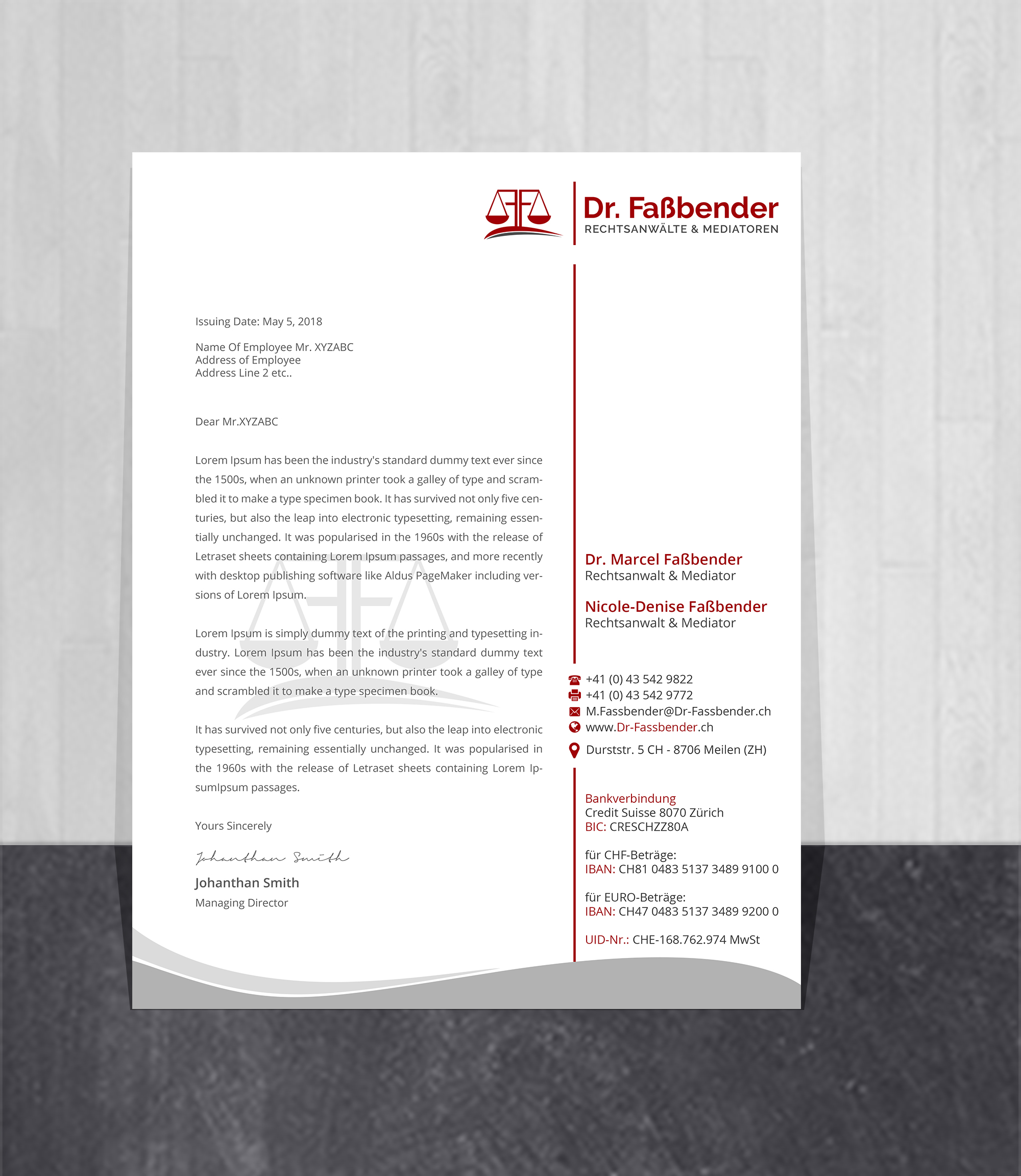 Design En-Tête par Creations Box 2015 pour Dr. Fassbender Rechtsanwaelte & Mediatoren | Design #26428899