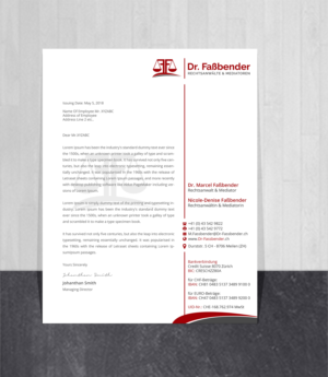 Letterhead Design by Creations Box 2015 for Dr. Fassbender Rechtsanwaelte & Mediatoren | Design #26430096