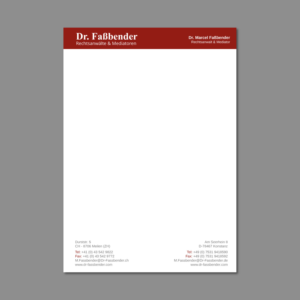 Briefkopf-Design von LAXMI DESIGNHUB für Dr. Fassbender Rechtsanwaelte & Mediatoren | Design: #26416635