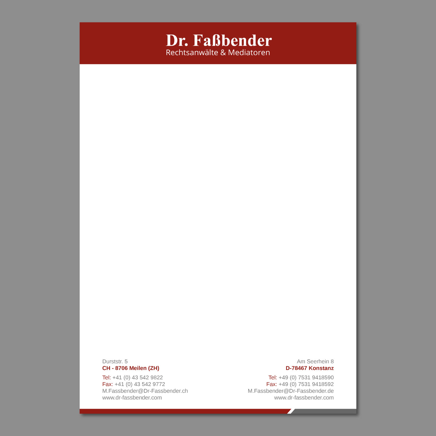 Briefkopf-Design von LAXMI DESIGNHUB für Dr. Fassbender Rechtsanwaelte & Mediatoren | Design #26416636