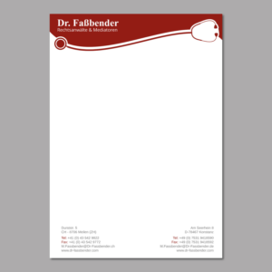 Briefkopf-Design von LAXMI DESIGNHUB für Dr. Fassbender Rechtsanwaelte & Mediatoren | Design: #26417228