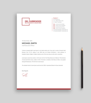 Letterhead Design by Musa. A for Dr. Fassbender Rechtsanwaelte & Mediatoren | Design: #26429309