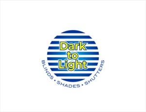 Dark to Light with something that indicates the window covering of a blind shade or shutter/  blinds•shades•shutters | Diseño de Logo por BNdesigner