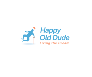 Main title = Happy Old Dude, Tagline = Living the Dream | Logo Design by Buck Tornado