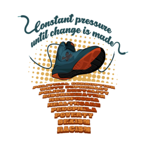 Sneaker crushing social injustice | T-shirt Design by Logo Blox