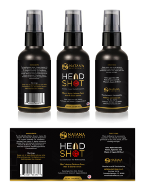 Men's face, beard and hair serum | Label Design by SAI DESIGNS