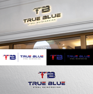 True blue then steel reinforcing in smaller font underneath | Logo Design by Blessing Angel