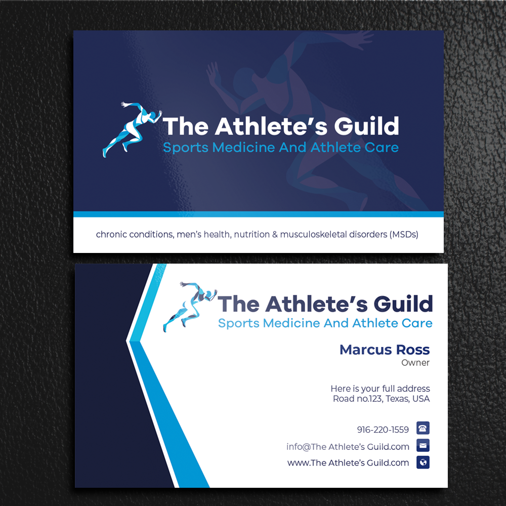 Visitenkarten-Design von HelloGraphix für The Athlete's Guild | Design #26461855