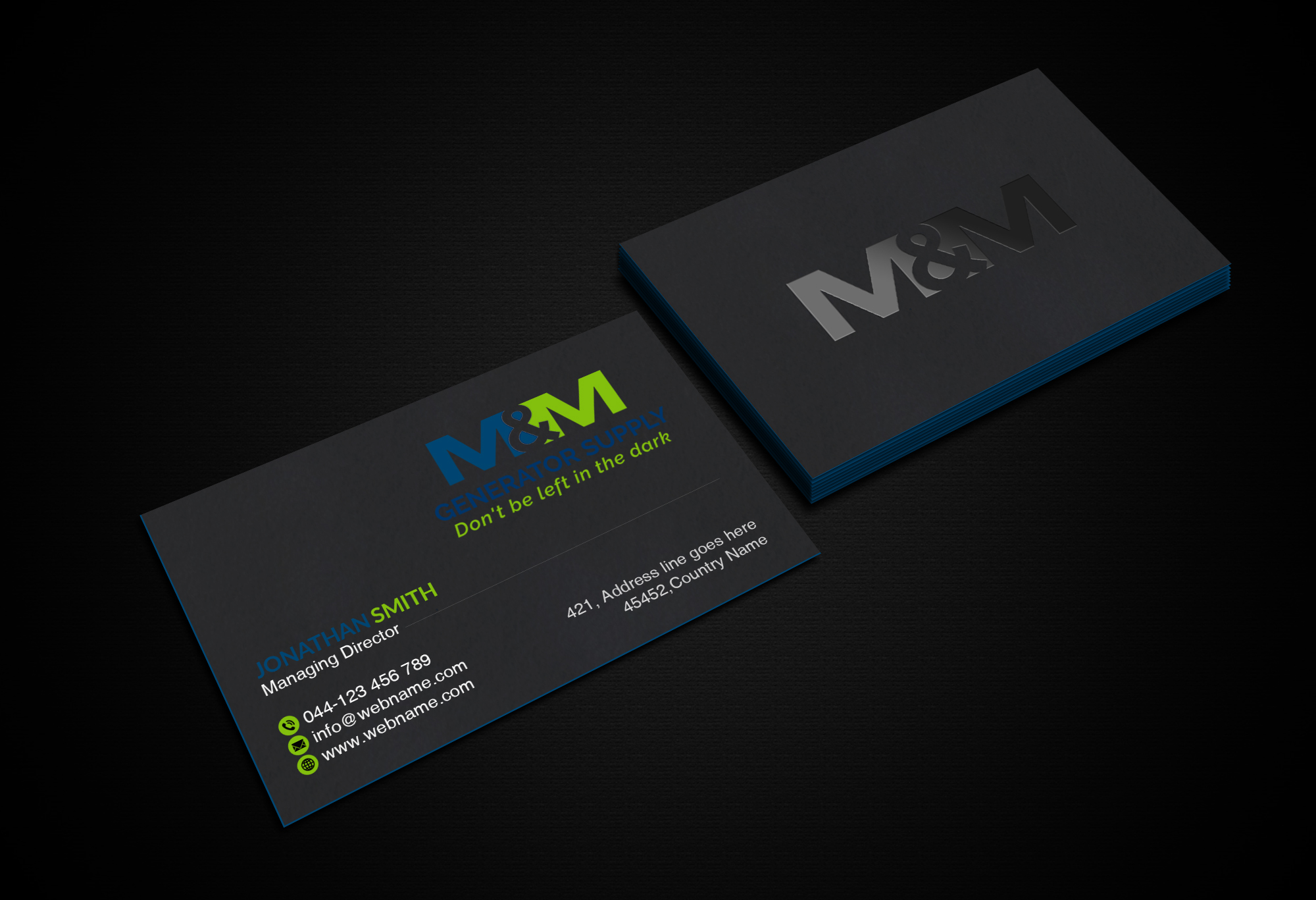 Visitenkarten-Design von Creations Box 2015 für M&M Generator Supply | Design #26473266