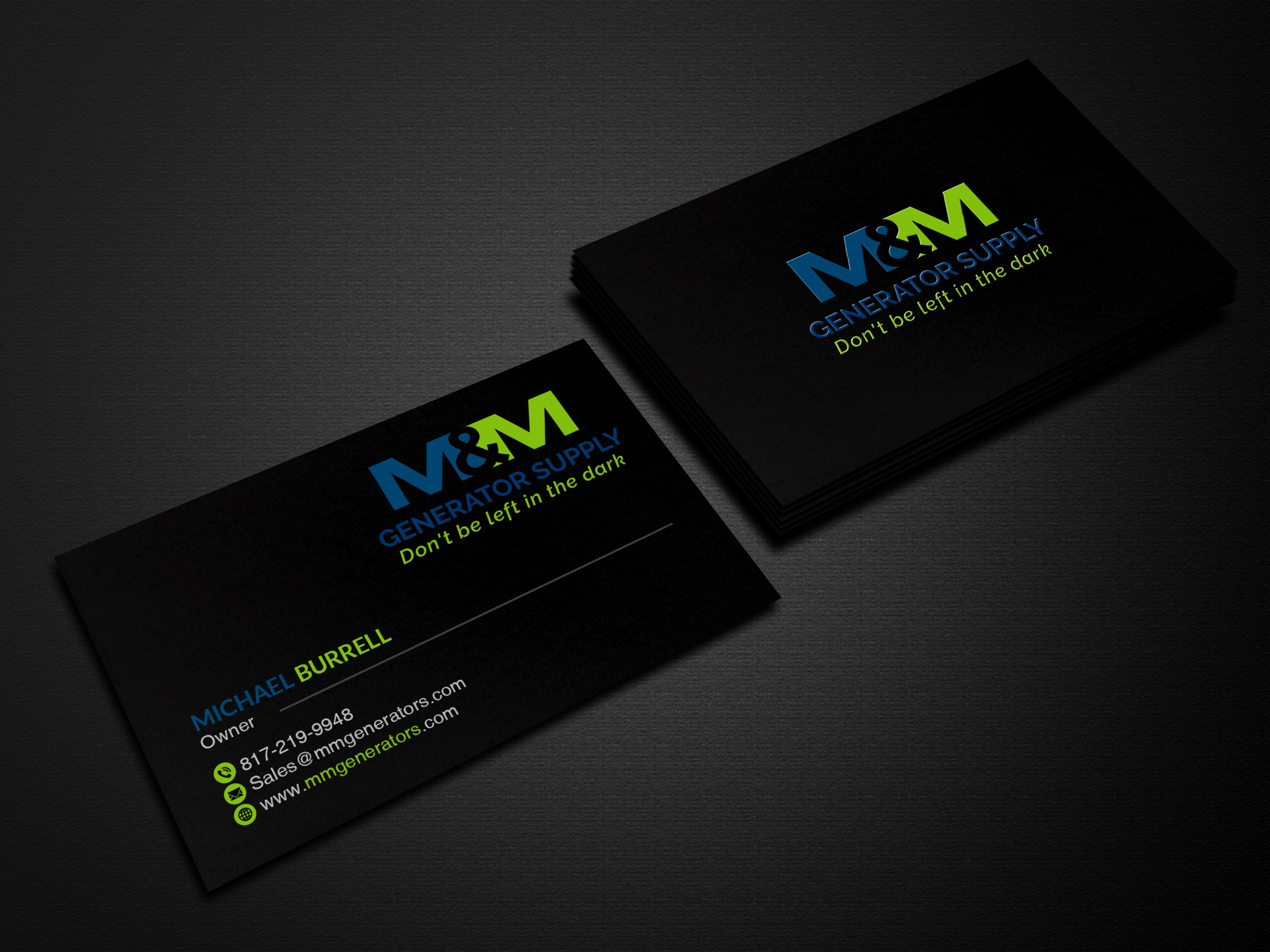 Visitenkarten-Design von Creations Box 2015 für M&M Generator Supply | Design #26479281