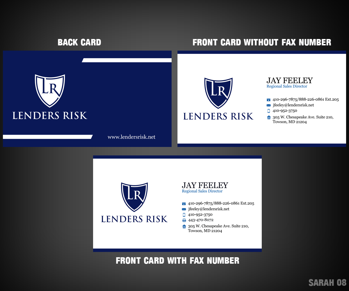 Business Card Design by Sarah Haroon for Lenders Risk | Design #3056031